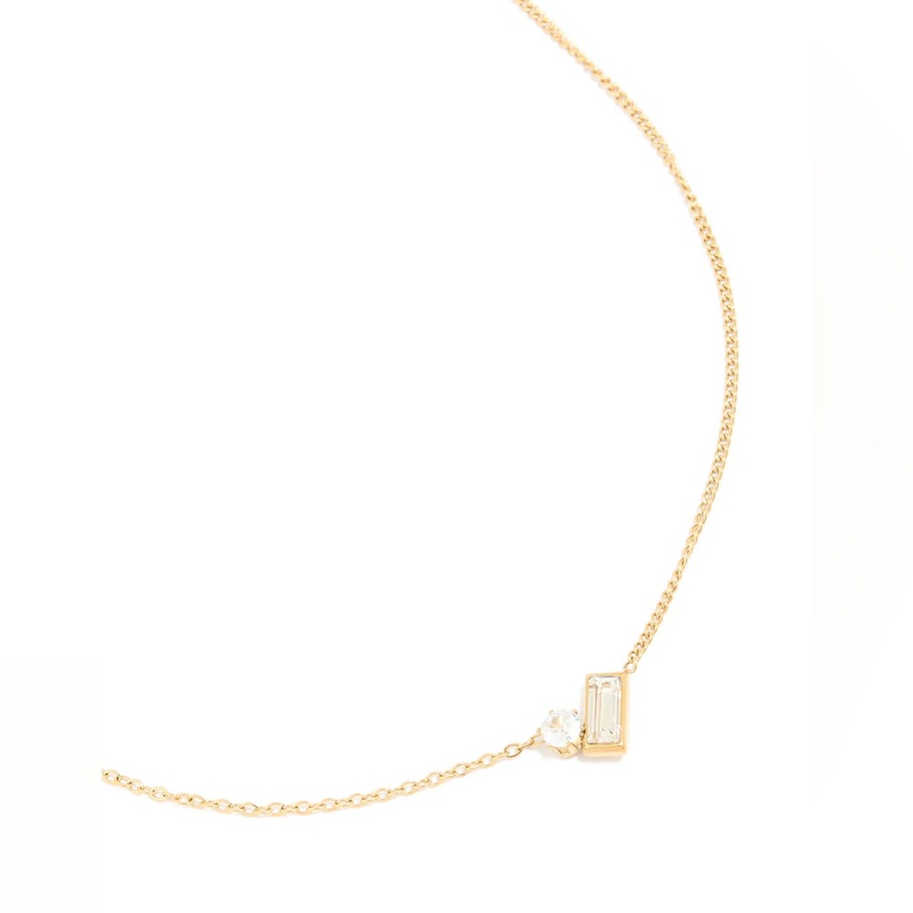 WATERPROOF Gold Plated Stainless Steel Cubic Zirconia Pendant Necklace